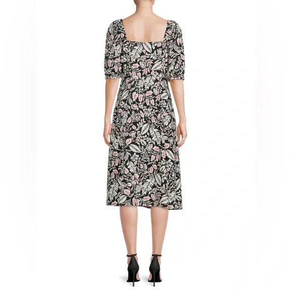 BCBG Maxazria Black and White Floral Print Midi Dress. Size 10. NWT - Picture 2 of 8